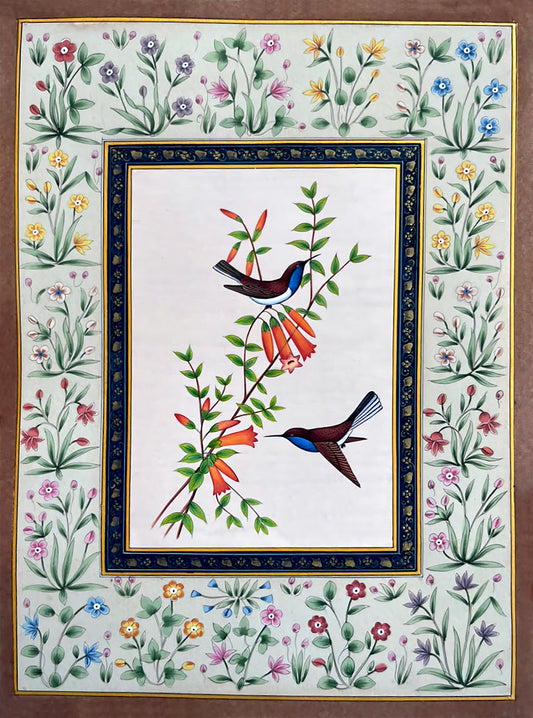 Naturalistic scene of hummingbirds