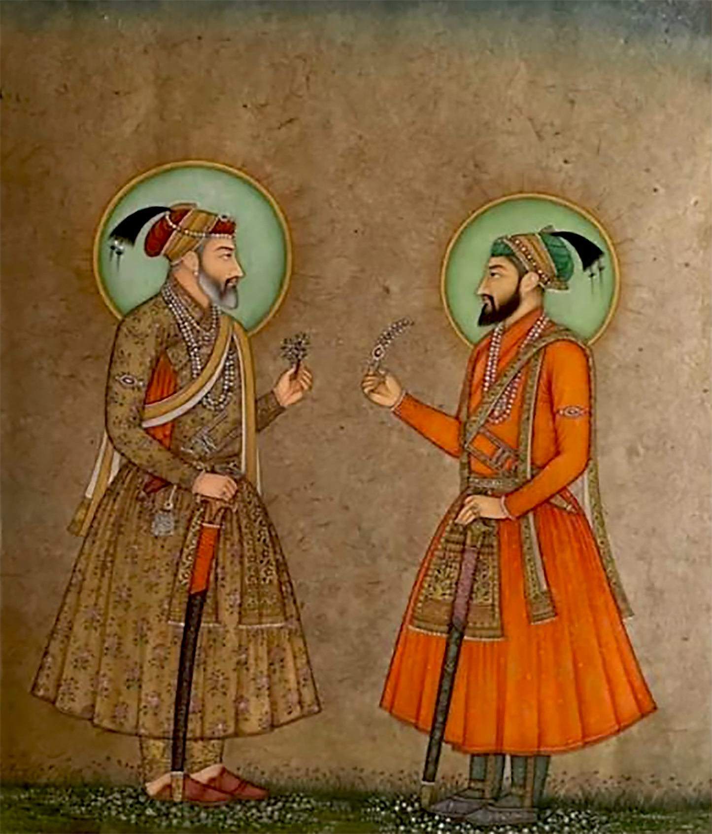 Mughal Emperor Shahjahan with Prince Aurangzeb