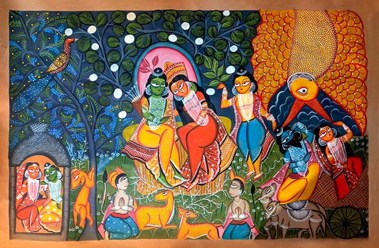 Mythical scene of Radha and Krishna