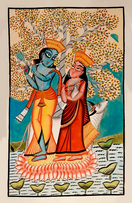 Radha and Krishna on a lotus bed